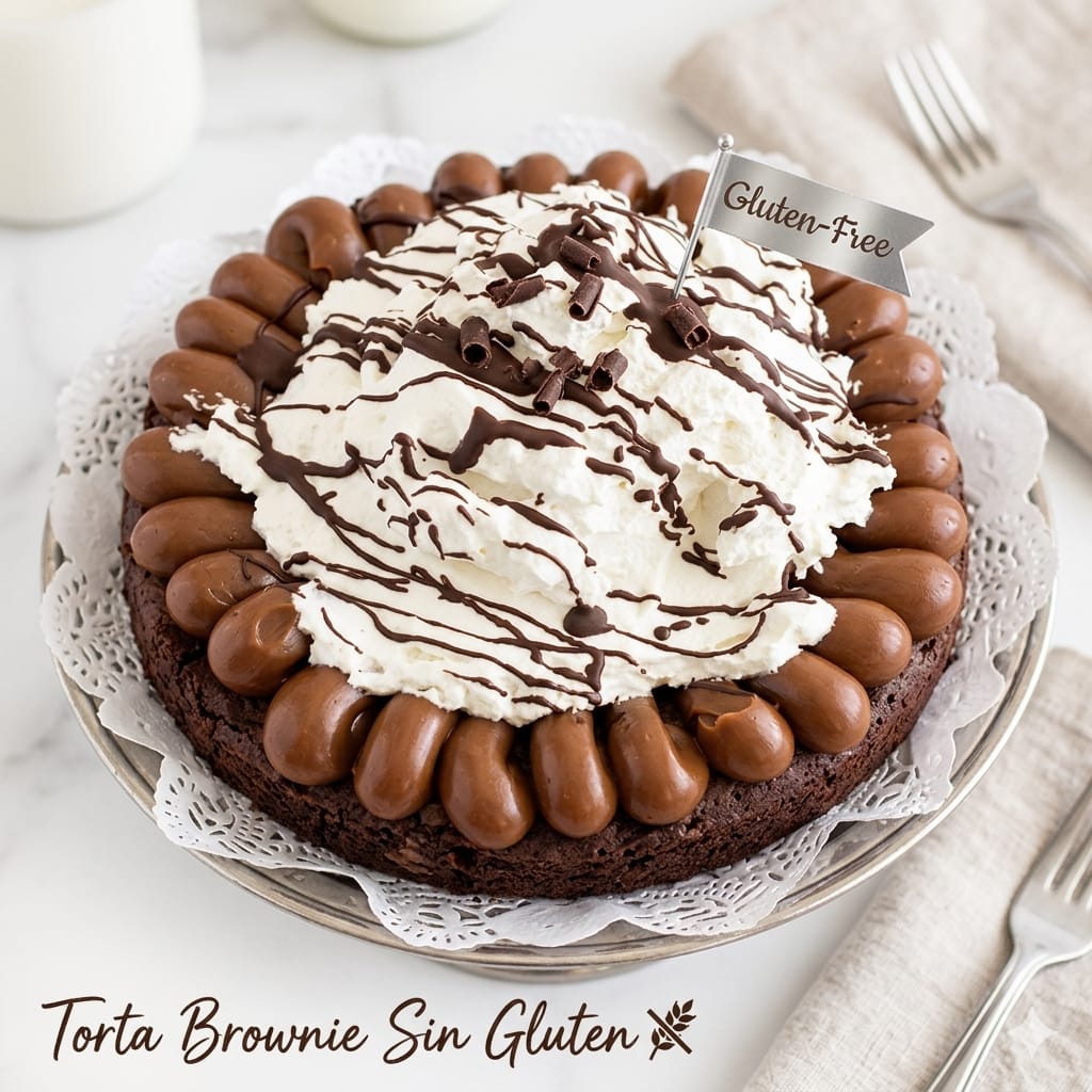 Torta Brownie con dulce de leche y merengue sin Gluten